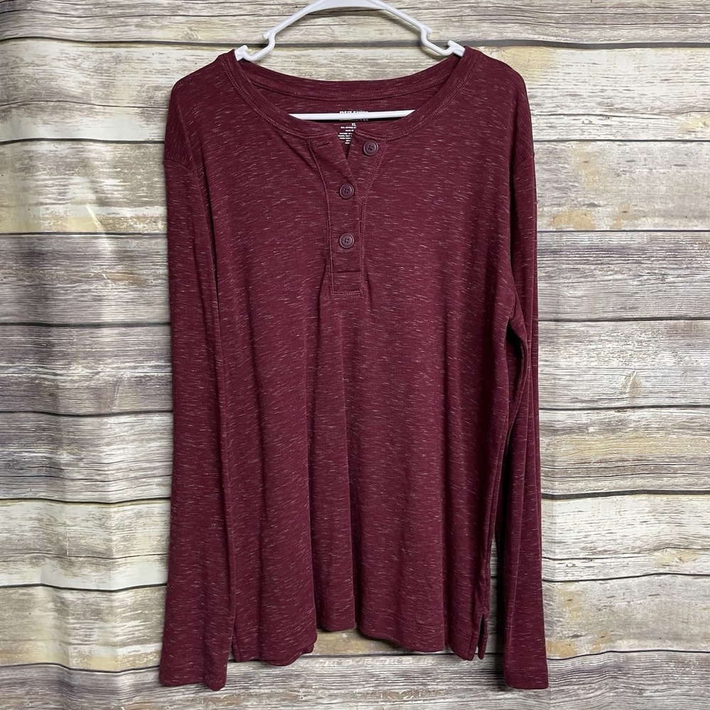 Duluth Trading Co 1/4 Button Sweater Burgundy Red Men's Size XL Long Sleeve